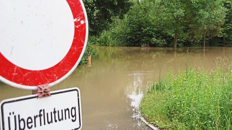 Eine überschwemmte Straße an der Donau. Würde der Polder Wörthhof solche Bilder verhindern?