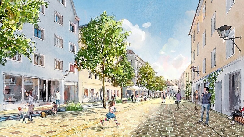 So könnte nach den Vorstellungen des Planungsbüros Terra Nova die Obermünsterstraße einmal aussehen.