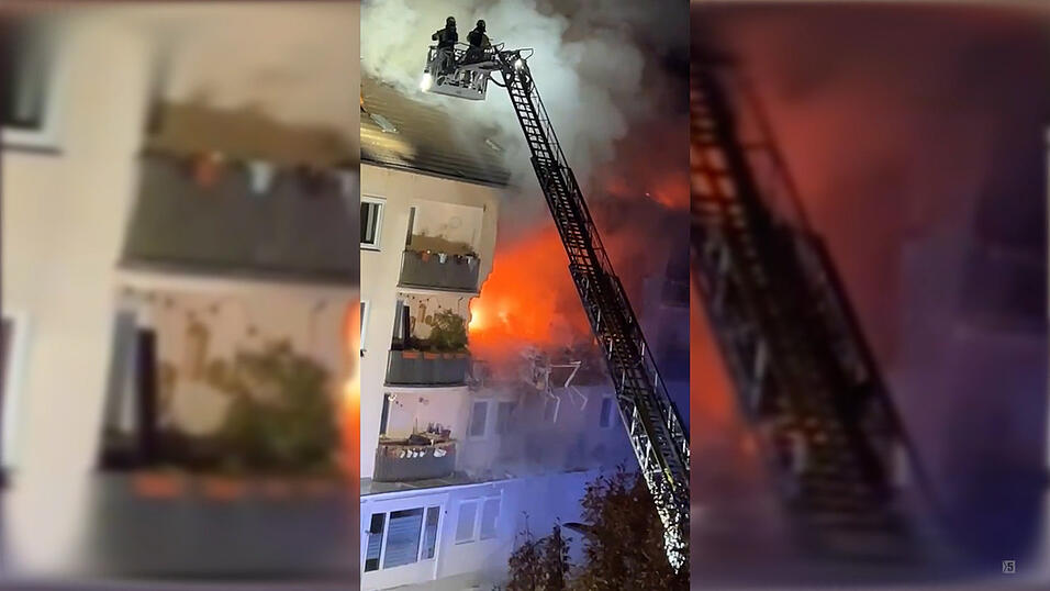 Nach der Explosion schlugen Flammen aus dem Wohnhaus. Nach der Explosion schlugen Flammen aus dem Wohnhaus.
