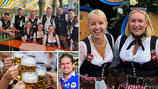 Rechts: Die Bierdienungen – Milena Gassner (links) und Madeleine Simbeck. Links: Ein Teil der Hopfenschubser – mit Nina Pawelsky (vorne, links), Andreas Sarcher (hinten, rechts) und Michael Sturm (hinten, Dritter von rechts). Mitte: Der Unbierlievable Tobias Bauer. Rechts: Die Bierdienungen – Milena Gassner (links) und Madeleine Simbeck. Links: Ein Teil der Hopfenschubser – mit Nina Pawelsky (vorne, links), Andreas Sarcher (hinten, rechts) und Michael Sturm (hinten, Dritter von rechts). Mitte: Der Unbierlievable Tobias Bauer.