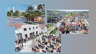 Das Bild (oben links) zeigt, wie Adlkofens Mitte bald erstrahlen soll, mit mehr Grün und weniger Autos. Neben Wirtshaus und Apotheke bietet die Tiefenbacher Ortsmitte (unten links) auch einen Geldautomaten.In Furth (rechts) entstand schon Ende der 2000er-Jahre ein Dorfzentrum, mit Einzelhandel und Gastronomie. Das Bild (oben links) zeigt, wie Adlkofens Mitte bald erstrahlen soll, mit mehr Grün und weniger Autos. Neben Wirtshaus und Apotheke bietet die Tiefenbacher Ortsmitte (unten links) auch einen Geldautomaten.In Furth (rechts) entstand schon Ende der 2000er-Jahre ein Dorfzentrum, mit Einzelhandel und Gastronomie.