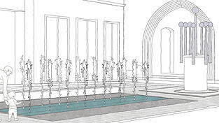 Das Wasserspiel richtet sich auf den Koenig-Brunnen aus. Martina Schneider vom beauftragten Büro Stadt Raum Planung spricht von einem „neuen Ereignis- und Aufenthaltsbereich“. Das Wasserspiel richtet sich auf den Koenig-Brunnen aus. Martina Schneider vom beauftragten Büro Stadt Raum Planung spricht von einem „neuen Ereignis- und Aufenthaltsbereich“.