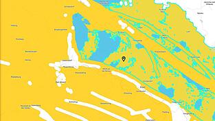 Die blauen Flächen zeigen die Gebiete, die für die Einrichtung eines Endlagers noch zur Diskussion stehen. Der schwarze Punkt zeigt Wiesenfelden. Äußere Bereiche des Gemeindegebiets fallen unter die blau unterlegten Flächen. Die blauen Flächen zeigen die Gebiete, die für die Einrichtung eines Endlagers noch zur Diskussion stehen. Der schwarze Punkt zeigt Wiesenfelden. Äußere Bereiche des Gemeindegebiets fallen unter die blau unterlegten Flächen.