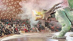 Auge in Auge mit einem Weltrekordhalter: Rund 500 Zuschauer kamen Freitagnacht zur letzten Drachen-Show in die Park-Arena. Auge in Auge mit einem Weltrekordhalter: Rund 500 Zuschauer kamen Freitagnacht zur letzten Drachen-Show in die Park-Arena.