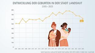In den 2010er Jahren sind die Geburten immer weiter gestiegen - mit einem Höchststand 2021 von 764 Geburten. Für 2025 gehen die Hochrechnungen von nur rund 600 Geburten aus. In den 2010er Jahren sind die Geburten immer weiter gestiegen - mit einem Höchststand 2021 von 764 Geburten. Für 2025 gehen die Hochrechnungen von nur rund 600 Geburten aus.