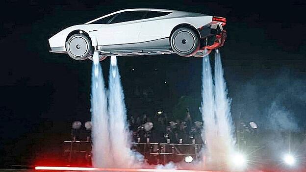 Der neue Tesla Roadster fliegt dank Gasdüsen in der Luft. Der neue Tesla Roadster fliegt dank Gasdüsen in der Luft.