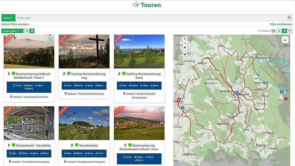 Der Fremdenverkehrsverein Elisabethszell hat im Internet ein Portal mit zahlreichen Wandertouren für die verschiedensten Ansprüche verwirklicht. (Screenshot) Der Fremdenverkehrsverein Elisabethszell hat im Internet ein Portal mit zahlreichen Wandertouren für die verschiedensten Ansprüche verwirklicht. (Screenshot)