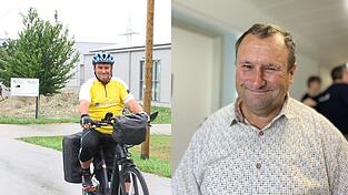 Vom damaligen Arbeitgeber aus startete Erwin Irlbeck im Juli 2021 zu seiner ersten Spenden-Tour (Foto links). 300 Kilometer waren das. Nun wird er auf eine längere Strecke kommen, schätzt er. Die Etappenabfolge steht noch nicht fest. Weil er selbst als Patient mit Brüchen im Krankenhaus Landshut-Achdorf war, musste Erwin Irlbeck seine Spenden-Rad-Touren pausieren. Doch nun geht es wieder los - zu der bisher größten Tour. Vom damaligen Arbeitgeber aus startete Erwin Irlbeck im Juli 2021 zu seiner ersten Spenden-Tour (Foto links). 300 Kilometer waren das. Nun wird er auf eine längere Strecke kommen, schätzt er. Die Etappenabfolge steht noch nicht fest. Weil er selbst als Patient mit Brüchen im Krankenhaus Landshut-Achdorf war, musste Erwin Irlbeck seine Spenden-Rad-Touren pausieren. Doch nun geht es wieder los - zu der bisher größten Tour.