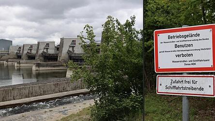 Die Betriebswege des WSA sind für Privatverkehr nicht zugelassen (rechts). Unweit der Staustufe wurde der 56-Jährige von den Fischereiaufsehern kontrolliert. Dann eskalierte die Situation. Die Betriebswege des WSA sind für Privatverkehr nicht zugelassen (rechts). Unweit der Staustufe wurde der 56-Jährige von den Fischereiaufsehern kontrolliert. Dann eskalierte die Situation.