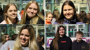 Die Nico Santos-Fans in Straubing: Vanessa Altasee, Leni Nagl, Lena Laubner (oben, v.l.), Nela Moralic, Sophia Seyfried und Nina Schwarz (unten, v.l.). Die Nico Santos-Fans in Straubing: Vanessa Altasee, Leni Nagl, Lena Laubner (oben, v.l.), Nela Moralic, Sophia Seyfried und Nina Schwarz (unten, v.l.).